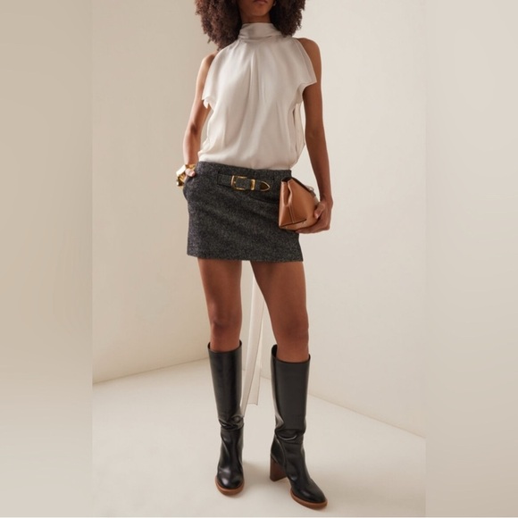 BRANDON MAXWELL The Ilana Layered 100% Silk Top in Ivory NWT - Picture 3 of 10